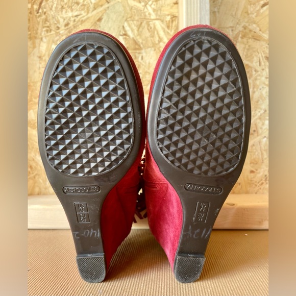 Aerosoles Fringe Suede Ankle Booties Size 7.5 Zip Up - Picture 5 of 8